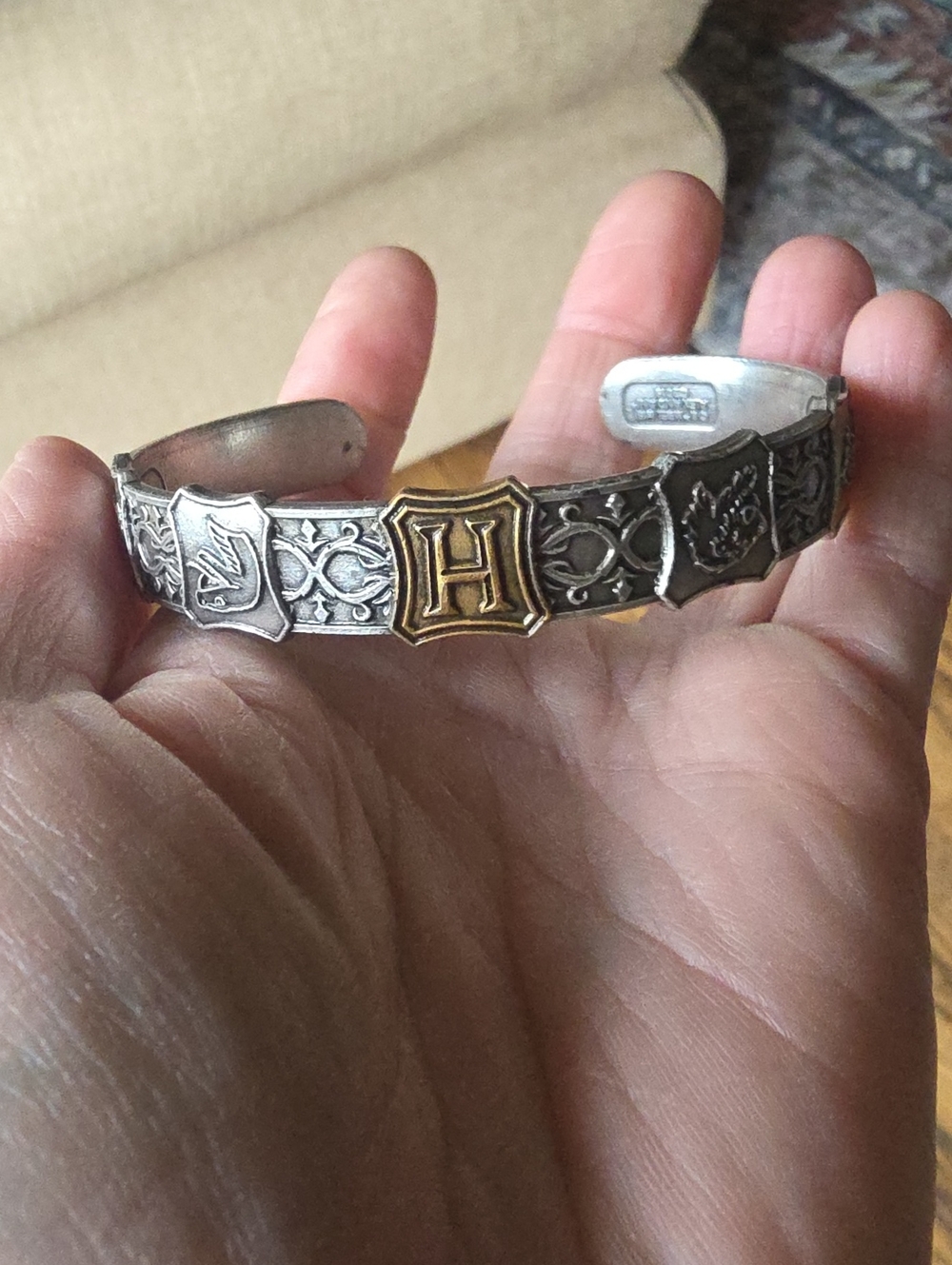 Alex and Ani Men's Harry Potter "Hogwarts is My Home" Two-Tone Cuff Bracelet.